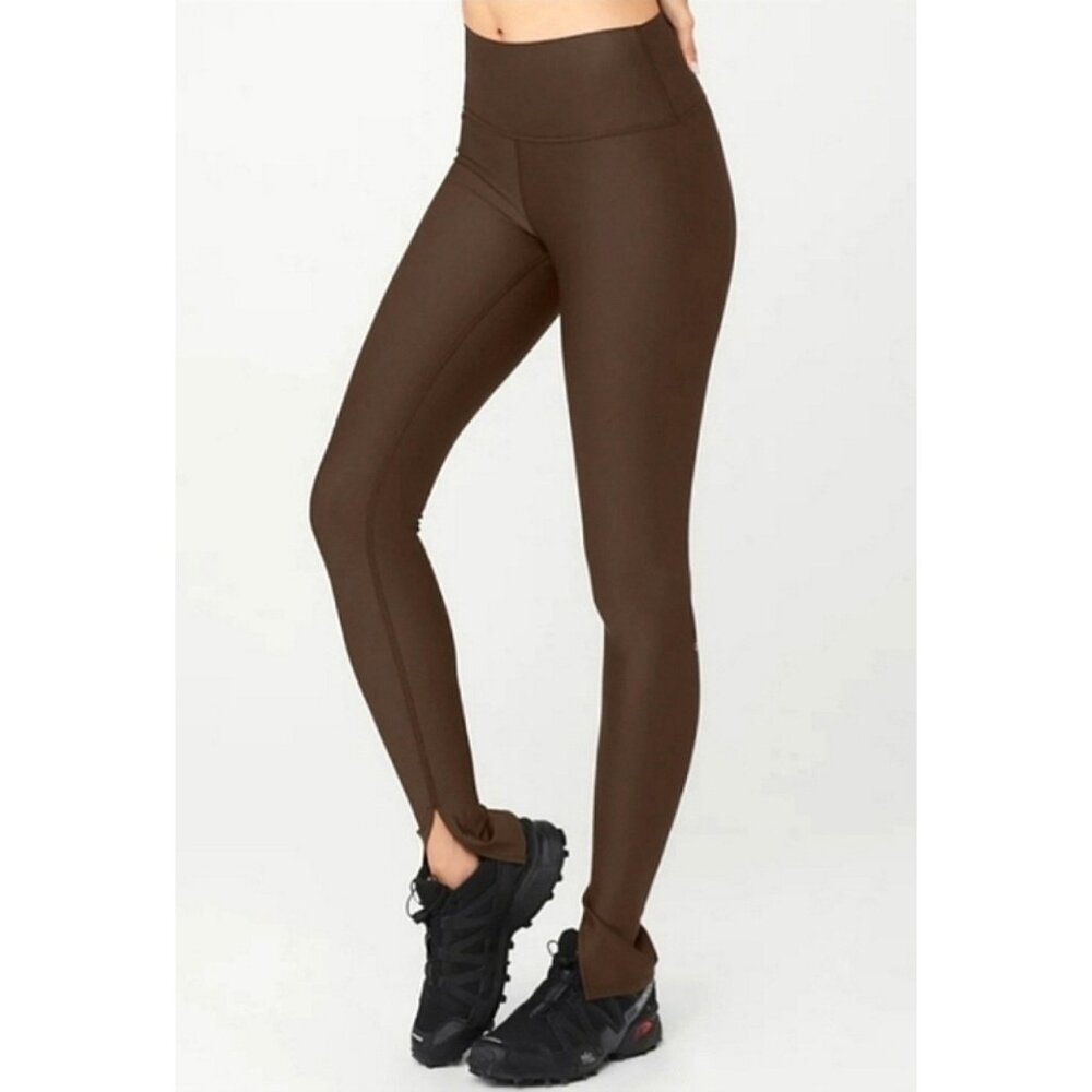 Alo High-Waist Airlift Elongated Leggings Espresso Hi-Rise Waisted Split Hem XXS